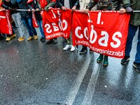 Logistic and transport workers from COBAS union organized a protest against the so-called "jobs-act" law in Rome, Italy on Saturday, Februar...