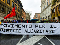 Logistic and transport workers from COBAS union organized a protest against the so-called "jobs-act" law in Rome, Italy on Saturday, Februar...