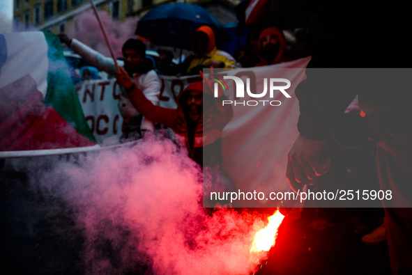 Logistic and transport workers from COBAS union organized a protest against the so-called "jobs-act" law in Rome, Italy on Saturday, Februar...