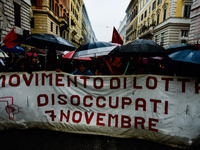 Logistic and transport workers from COBAS union organized a protest against the so-called "jobs-act" law in Rome, Italy on Saturday, Februar...