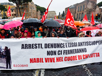 Logistic and transport workers from COBAS union organized a protest against the so-called "jobs-act" law in Rome, Italy on Saturday, Februar...