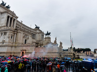 Logistic and transport workers from COBAS union organized a protest against the so-called "jobs-act" law in Rome, Italy on Saturday, Februar...