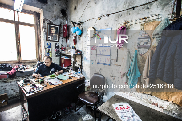 Workers are processing metal to make fasteners for industrial use in a old "han" factory in Istanbul, Turkey, 25 February 2018. This buildin...