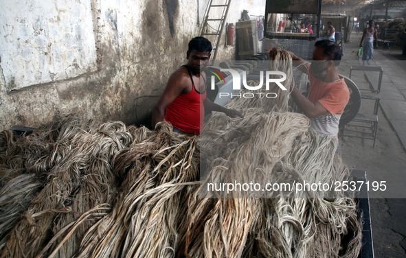 Workers busy in making jute sacks at Latif Bawany Jute Mills in Demra, Dhaka, on 5 March 2018 amid the country is ready to celebrate Nationa...