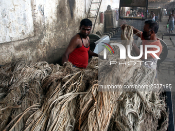 Workers busy in making jute sacks at Latif Bawany Jute Mills in Demra, Dhaka, on 5 March 2018 amid the country is ready to celebrate Nationa...