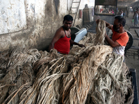 Workers busy in making jute sacks at Latif Bawany Jute Mills in Demra, Dhaka, on 5 March 2018 amid the country is ready to celebrate Nationa...