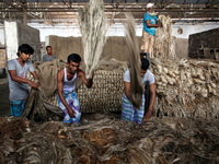 Workers busy in making jute sacks at Latif Bawany Jute Mills in Demra, Dhaka, on 5 March 2018 amid the country is ready to celebrate Nationa...