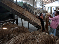 Workers busy in making jute sacks at Latif Bawany Jute Mills in Demra, Dhaka, on 5 March 2018 amid the country is ready to celebrate Nationa...