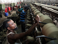 Workers busy in making jute sacks at Latif Bawany Jute Mills in Demra, Dhaka, on 5 March 2018 amid the country is ready to celebrate Nationa...