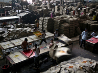 Workers busy in making jute sacks at Latif Bawany Jute Mills in Demra, Dhaka, on 5 March 2018 amid the country is ready to celebrate Nationa...