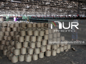 Workers busy in making jute sacks at Latif Bawany Jute Mills in Demra, Dhaka, on 5 March 2018 amid the country is ready to celebrate Nationa...