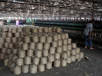 Workers busy in making jute sacks at Latif Bawany Jute Mills in Demra, Dhaka, on 5 March 2018 amid the country is ready to celebrate Nationa...