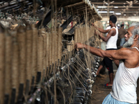 Workers busy in making jute sacks at Latif Bawany Jute Mills in Demra, Dhaka, on 5 March 2018 amid the country is ready to celebrate Nationa...