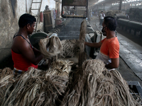 Workers busy in making jute sacks at Latif Bawany Jute Mills in Demra, Dhaka, on 5 March 2018 amid the country is ready to celebrate Nationa...