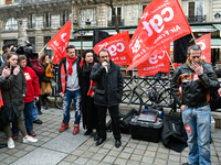 French workers' union General Confederation of Labour (CGT) Secretary-General Philippe Martinez speaks during a dimostration  to support the...