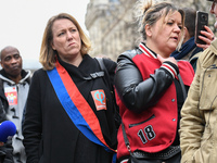 Front de gauche member Danielle Simonet attends a demonstration in front of the Palace of Justice while CGT union's members are to be judged...