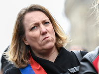 Front de gauche member Danielle Simonet attends a demonstration in front of the Palace of Justice while CGT union's members are to be judged...