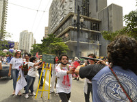 Municipal teachers protest in the city hall of Sao Paulo, Brazil, on 16 March 2018 against a bill that increases the social security discoun...