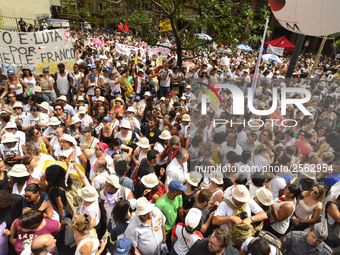 Municipal teachers protest in the city hall of Sao Paulo, Brazil, on 16 March 2018 against a bill that increases the social security discoun...