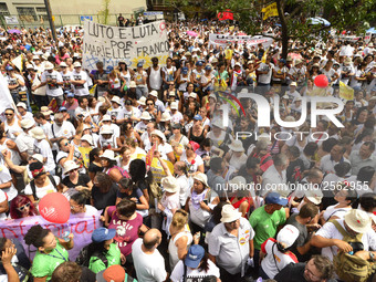 Municipal teachers protest in the city hall of Sao Paulo, Brazil, on 16 March 2018 against a bill that increases the social security discoun...