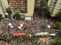 Municipal teachers protest in the city hall of Sao Paulo, Brazil, on 16 March 2018 against a bill that increases the social security discoun...