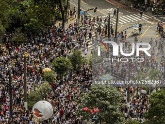 Municipal teachers protest in the city hall of Sao Paulo, Brazil, on 16 March 2018 against a bill that increases the social security discoun...