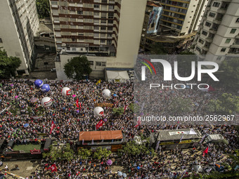 Municipal teachers protest in the city hall of Sao Paulo, Brazil, on 16 March 2018 against a bill that increases the social security discoun...