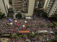 Municipal teachers protest in the city hall of Sao Paulo, Brazil, on 16 March 2018 against a bill that increases the social security discoun...