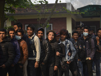 Nepalese Youths line up to pay the amount for the application submission for the Korean Language Test (KLT) under the Korea Employment Permi...