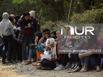 Nepalese Youths line up to pay the amount for the application submission for the Korean Language Test (KLT) under the Korea Employment Permi...