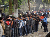 Nepalese Youths line up to pay the amount for the application submission for the Korean Language Test (KLT) under the Korea Employment Permi...