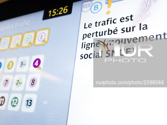 In Paris subway, signs and billboard announcing the strike of the day. Trade unions decided to launch a 1 month long movement to protest the...