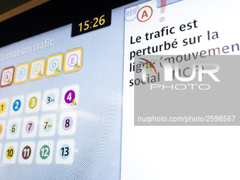 In Paris subway, signs and billboard announcing the strike of the day. Trade unions decided to launch a 1 month long movement to protest the...