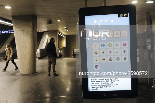 In Paris subway, signs and billboard announcing the strike of the day. Trade unions decided to launch a 1 month long movement to protest the...