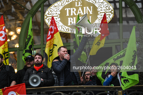 The Railway Unions gathered for an Genarla Asembly and a quick demonstration in Gare de Lyon, Paris on 09 April 2018 against the reform of t...