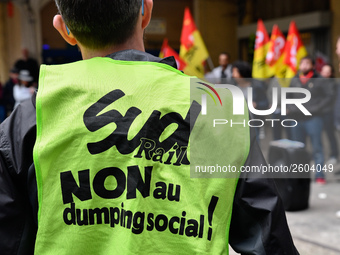 The Railway Unions gathered for an Genarla Asembly and a quick demonstration in Gare de Lyon, Paris on 09 April 2018 against the reform of t...