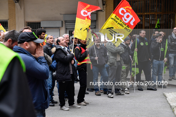 The Railway Unions gathered for an Genarla Asembly and a quick demonstration in Gare de Lyon, Paris on 09 April 2018 against the reform of t...