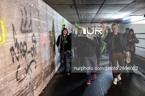 The Railway Unions gathered for an Genarla Asembly and a quick demonstration in Gare de Lyon, Paris on 09 April 2018 against the reform of t...