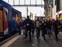 The Railway Unions gathered for an Genarla Asembly and a quick demonstration in Gare de Lyon, Paris on 09 April 2018 against the reform of t...