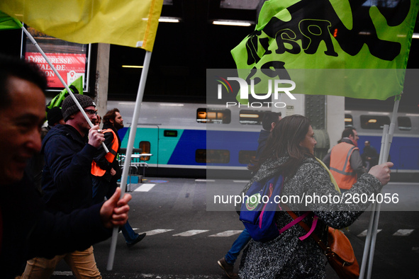 The Railway Unions gathered for an Genarla Asembly and a quick demonstration in Gare de Lyon, Paris on 09 April 2018 against the reform of t...