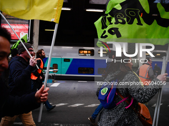 The Railway Unions gathered for an Genarla Asembly and a quick demonstration in Gare de Lyon, Paris on 09 April 2018 against the reform of t...