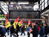 The Railway Unions gathered for an Genarla Asembly and a quick demonstration in Gare de Lyon, Paris on 09 April 2018 against the reform of t...