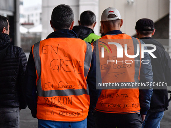 The Railway Unions gathered for an Genarla Asembly and a quick demonstration in Gare de Lyon, Paris on 09 April 2018 against the reform of t...