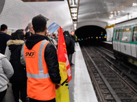 The Railway Unions gathered for an Genarla Asembly and a quick demonstration in Gare de Lyon, Paris on 09 April 2018 against the reform of t...