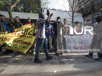 Students gather in front of the Paris Tolbiac university campus on April 20, 2018 in Paris after riot police evacuated the university in the...