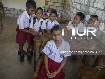 Kupang, East Nusa Tenggara, Indonesia, April 24th 2018 : Portrait Education at Basic School Kuasaet, Maulafa, Kupang, East Nusa Tenggara. Ed...