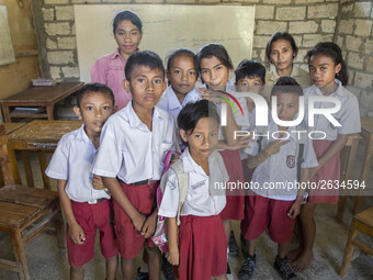 Kupang, East Nusa Tenggara, Indonesia, April 24th 2018 : Portrait Education at Basic School Kuasaet, Maulafa, Kupang, East Nusa Tenggara. Ed...