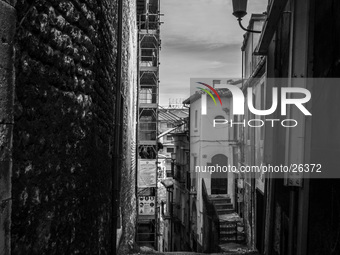 A street in the historic center of L'Aquila, severely damaged after the earthquake of April 6, 2009. (