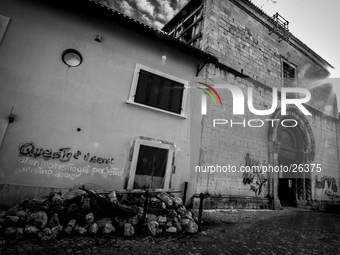 Square in L'Aquila, on January 11, 2014, severly damaged after the earthquake of April 6, 2009. (