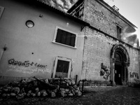 Square in L'Aquila, on January 11, 2014, severly damaged after the earthquake of April 6, 2009. (